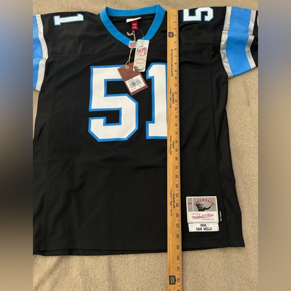 Mitchell & Ness 1996 Carolina Panthers LB Sam Mills Black Jersey Size 44 NWT - Picture 8 of 9